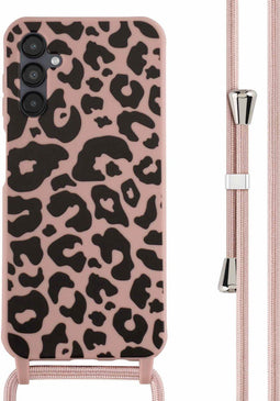 iMoshion Hoesje Geschikt voor Samsung Galaxy A14 (5G) / A14 (4G) Hoesje Met Koord - iMoshion Siliconen design hoesje met koord - Roze / Animal Pink