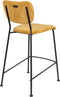 Zuiver Benson Barkruk - Zithoogte 65 Cm - Set Van 2 - Stof Okergeel - Zwart Metalen Frame