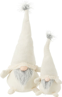 J-Line figuur Kabouter Grijze Baard - textiel - wit - large