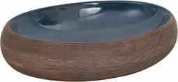 vidaXL - Opzetwasbak - ovaal - 59x40x15 - cm - keramiek - bruin - en - blauw