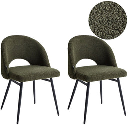 ONAGA - Eetkamerstoel set van 2 - Donkergroen - Bouclé
