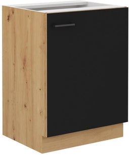 Onderkast - MODENA - 60 cm - 1 draaideur - Ambachtelijk eiken en mat zwart - CUISINIER