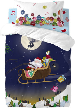Onderlaken HappyFriday XMAS Blauw Multicolour 60 x 120 x 14 cm