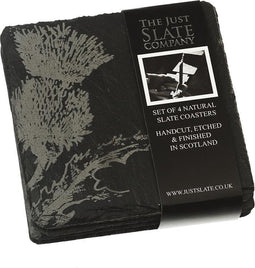 Onderzetters Distel - Gegraveerd - Leisteen - Just Slate Company Scotland