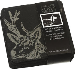 Onderzetters Edelhert - Gegraveerd - Leisteen - Just Slate Company Scotland