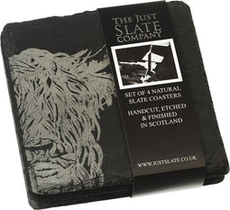 Onderzetters Schotse Hooglander - Gegraveerd - Leisteen - Just Slate Company Scotland