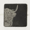 Onderzetters Schotse Hooglander - Gegraveerd - Leisteen - Just Slate Company Scotland