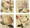 Onderzetters - Set van 4 - Rozen en Hortensia's - 10 x 10 x 1 cm - Polystone/Kurk
