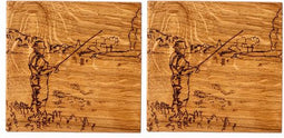 Onderzetters Vissport - Schots Eikenhout - Scottish Made