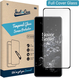 OnePlus 10T screenprotector - Full Cover - Gehard glas - Zwart - Just in Case