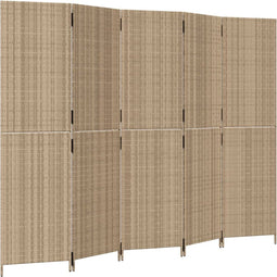vidaXL - Kamerscherm - 5 - panelen - poly - rattan - beige