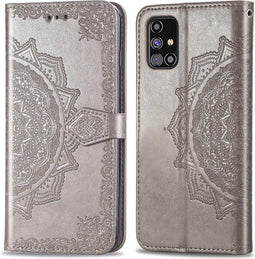 iMoshion Hoesje Geschikt voor Samsung Galaxy M31s Hoesje Met Pasjeshouder - iMoshion Mandala Bookcase - Grijs