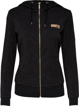 Only Play - Gold Glitter Zip Hood Sweat - Dames - maat XS