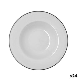 Bidasoa Glacial Filo - Diep bord Ø 23,5 cm - Keramisch stapelbaar - Wit (24 stuks)
