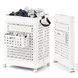 Coast Wasmand op Wielen - Opvouwbaar - 75L - 43,5 x 34 x 61 cm - Wit