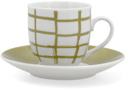 Quid Kansas - Kopje met schoteltje - Keramisch 90 ml - Groen (6 Stuks)