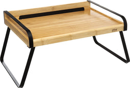 Ontbijt op bed/laptoptafeltje/dienblad Nera 51 x 38 cm bamboe/metaal - Serveerbladen, dienbladen & keukenbenodigdheden