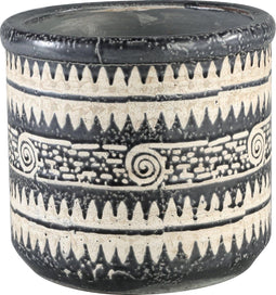 PTMD Scarlett zwarte glazuur keramiek pot rond maat in cm: 26 x 26 x 24 - Zwart