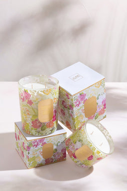 J-Line geurkaars Happiness Blooms Mimosa&Rose - wit - small - 30U