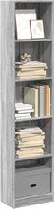 vidaXL - Boekenkast - 40x24x176 - cm - bewerkt - hout - grijs - sonoma - eikenkleurig