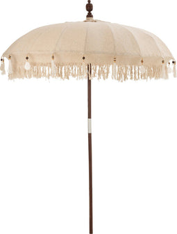 J-Line parasol Kwastjes/Schelpen - hout - beige/donkerbruin - large