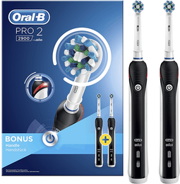Oral-B Pro 2 2900 - Elektrische tandenborstel - 2 handgrepen en 2 opzetborstels - Zwart