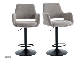 Criks Design Monza Barkruk - Hoogte Verstelbaar 93-115 cm - 360° Draaibaar - Taupe (2 stuks)