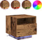vidaXL - Nachtkastjes - met - LED-lampen - 2 - stuks - Oude - Hout - 40x39x37 - cm