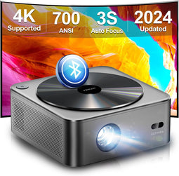 Projector 4K Home Cinema Ondersteund, 700 ANSI Lumens met Obstructie Vermijding, 6D Keystone Correct