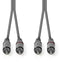 Nedis COTH24200GY30 - RCA-stereo-audiokabel 300cm - Grijs