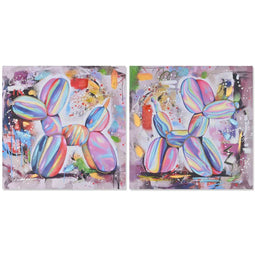 Schilderij Home ESPRIT Modern Hond 80 x 3 x 80 cm (2 Stuks)