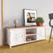 vidaXL - Tv-meubel - 110x30x40 - cm - ijzer - en - massief - vurenhout - wit