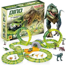 Vertrex 260-delige Dinosaurus Racebaan XXL - Dino Speelgoed - Met 2x Zelfrijdende Safari Auto