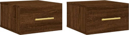 vidaXL - Nachtkastjes - 2 - st - wandgemonteerd - 35x35x20 - cm - bruin - eikenkleur