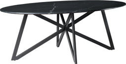 D - Livingfurn - Eetkamertafel DT- Marble Oval Web Black 210cm - Marmer / Gecoat Staal