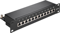Goobay 93796 - Patch Panel 1U - CAT6a Gigabit 10'' met 12 poorten - Afgeschermd