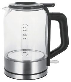 Emerio WK-122574 - Waterkoker 1,5l 2200W - 360 graden draaibaar Antikalkfilter - Zwart