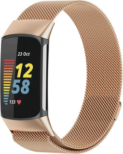 imoshion Milanees magnetisch bandje - Geschikt voor Fitbit Charge 6, Charge 5 - Rosé goud - S