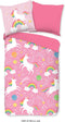 All-in One Lazy Kinderdekbed Unicorn - Dekbed met vaste overtrek - 140 x 200 cm - Roze