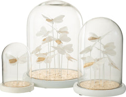 J-Line stolp Vlinders + Puntjes - glas - wit/goud - large