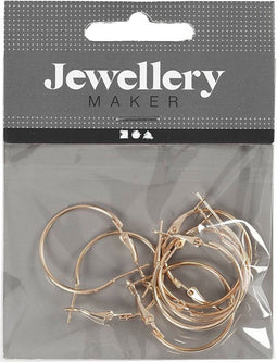 Oorbellen, d: 25 mm, verguld, 8stuks