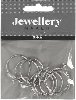 Oorbellen, d: 25 mm, verzilverd, 8stuks