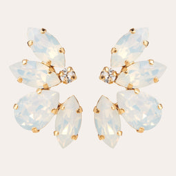 Oorbellen met witte kristallen: the white Crystal leaves