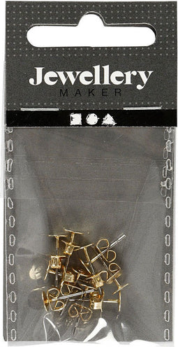 Oorstekers, l: 13 mm, verguld, 10stuks