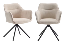 Criks Design Preston Draaibare Eetkamerstoel - 180° draaibaar - Beige (2-pack)