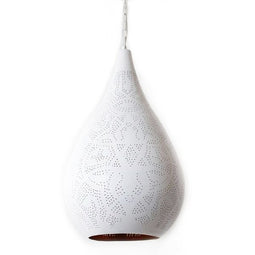 Oosterse filigrain hanglamp druppel wit/goud