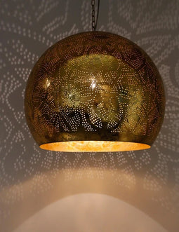 Oosterse hanglamp bol filigrain stijl XL - vintage goud