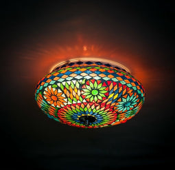 Oosterse mozaïek plafondlamp | multi colour | glas / metaal | ⌀ 25 cm | sfeervol / traditioneel / modern design