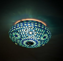 Oosterse mozaïek plafonniere blauw Ø 25cm