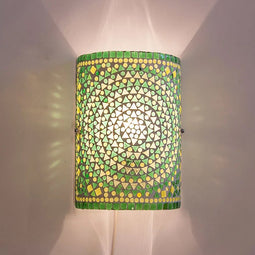 Oosterse mozaïek wandlamp cilinder - groen